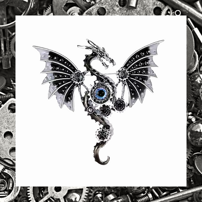 Steampunk Enamel Flying Dragon Pin Brooch