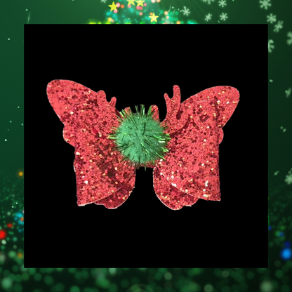 Reindeer elk antler pom pom Christmas hair bow clips