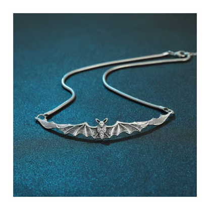 Large bat charm pendant necklace