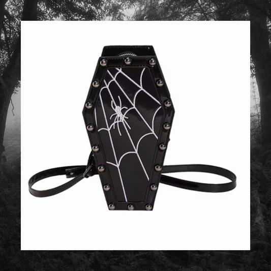 Spider Coffin Studded Gothic Crossbody Satchel Bag