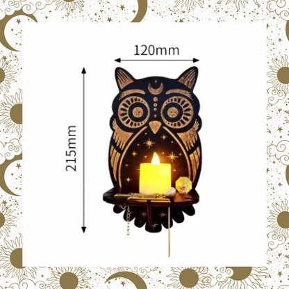 Wooden celestial owl mini wall hanging shelf home decoration