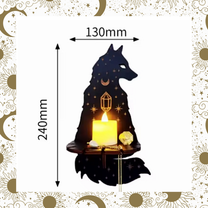 Wooden celestial wolf mini wall hanging shelf home decoration