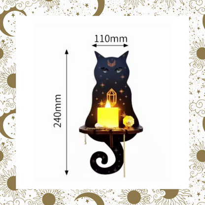 Wooden celestial cat mini wall hanging shelf home decoration