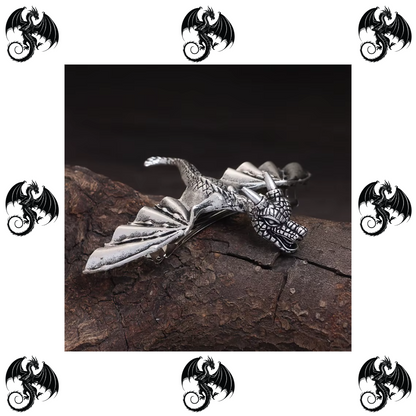 Silver dragon hair barrette clip