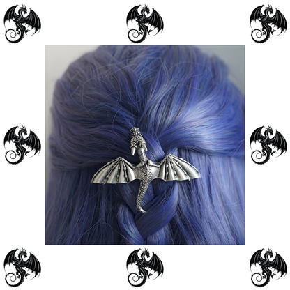 Silver dragon hair barrette clip