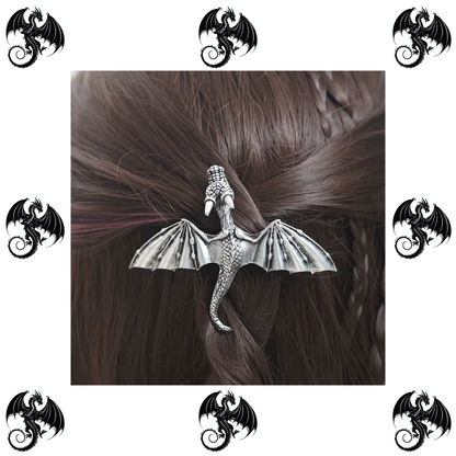 Silver dragon hair barrette clip