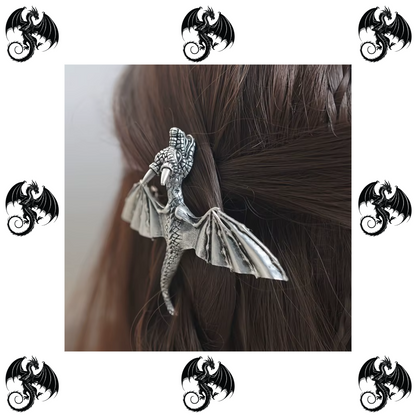 Silver dragon hair barrette clip