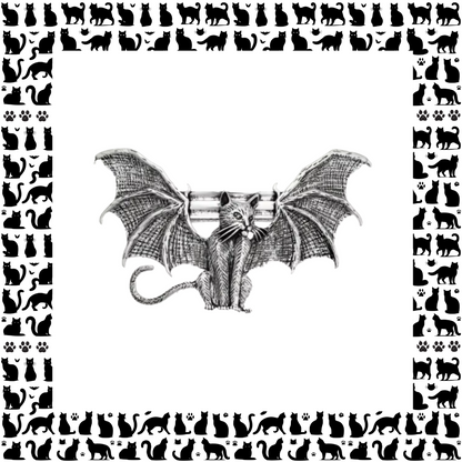 Winged cat silver coloured metal hair barrette clip