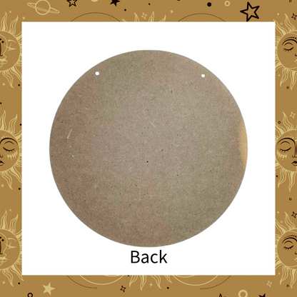 Celestial Pretty Floral Golden Sun Moon And Stars 8X8" Round Wooden Plaque Wall Art Décor