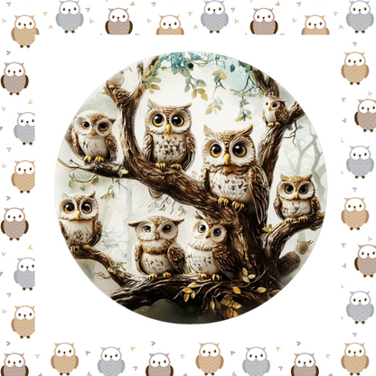 Owls in a tree metal aluminium wall plaque