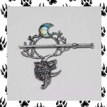 Vintage Crescent Moon Wolf hair pin slide clip