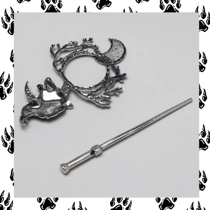 Vintage Crescent Moon Wolf hair pin slide clip