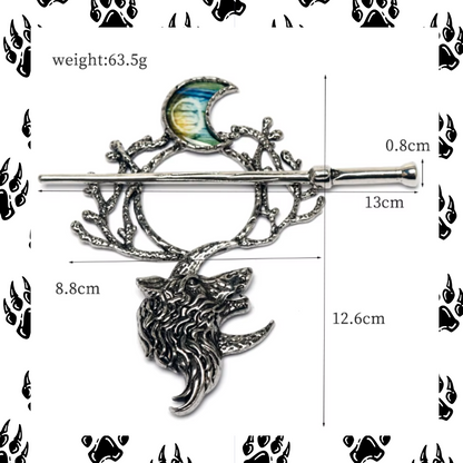 Vintage Crescent Moon Wolf hair pin slide clip
