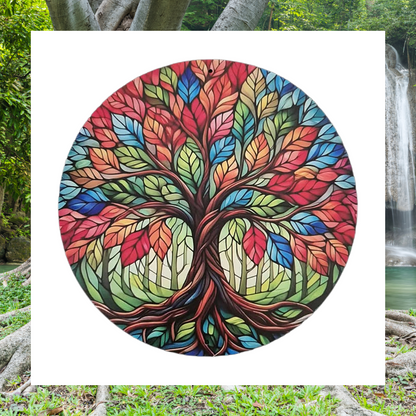 Colourful vibrant Tree of life aluminium plaque wall art