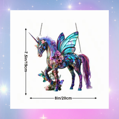 Gorgeous fairy winged floral unicorn acrylic plaque