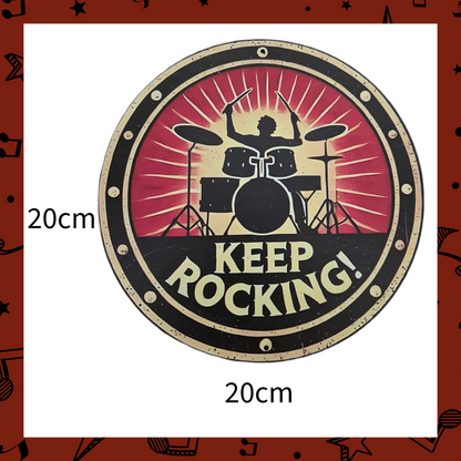 Keep Rocking! Drum Kit Aluminium  Sign - Durable, Easy-Hang Décor for Bedroom, Kitchen, Dining Room, Living Room or Bar Area