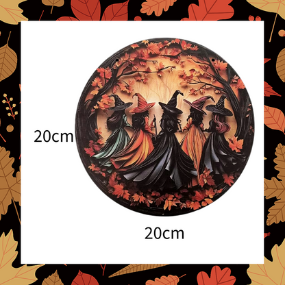 Witch Coven In Forest Round Wooden Plaque Wall Art Décor