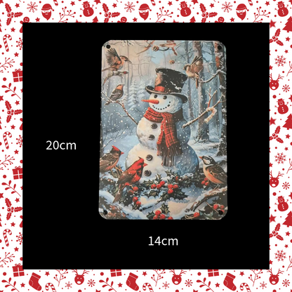 Snowman Winter Snowy Christmas Festive Scene Metal Aluminium Wall Plaque Sign