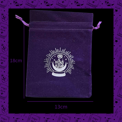 Deep Purple 13x18cm Velvet Drawstring Bag With Crystal Ball Crescent Moon Design For Gifting Jewellery Tarot Cards Crystals Game Cards And Dice Storage