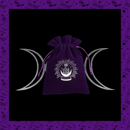 Deep Purple 13x18cm Velvet Drawstring Bag With Crystal Ball Crescent Moon Design For Gifting Jewellery Tarot Cards Crystals Game Cards And Dice Storage