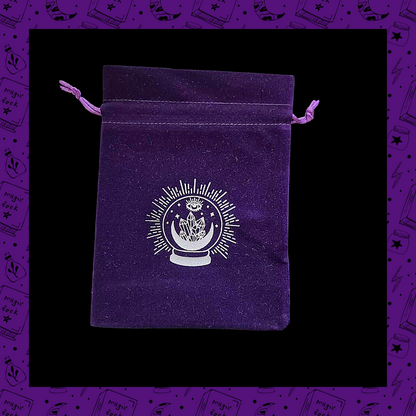 Deep Purple 13x18cm Velvet Drawstring Bag With Crystal Ball Crescent Moon Design For Gifting Jewellery Tarot Cards Crystals Game Cards And Dice Storage