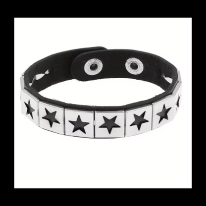 Punk Metal Gothic Rocker Metal Star PU Leather Wristband