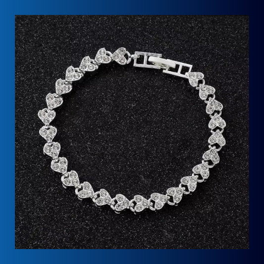 Crystal zircon encrusted heart bracelet