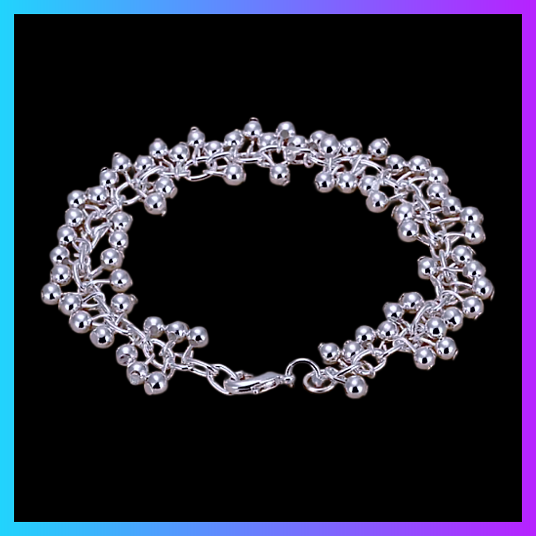 Silver plated cluster charm bracelet