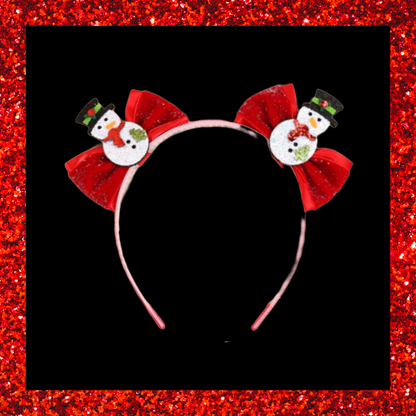 Christmas Themed Headbands Santa Snowman Fluffy Hearts Glittery Gold Cute Reindeer Antlers With Red Sparkly Bow Non-slip Hair Bands