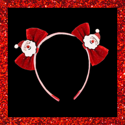 Christmas Themed Headbands Santa Snowman Fluffy Hearts Glittery Gold Cute Reindeer Antlers With Red Sparkly Bow Non-slip Hair Bands
