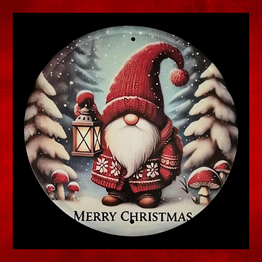 Gnome Christmas Winter Merry Christmas Metal Wall Plaque Sign For Home Garden Seasonal Holiday Décor Decorations