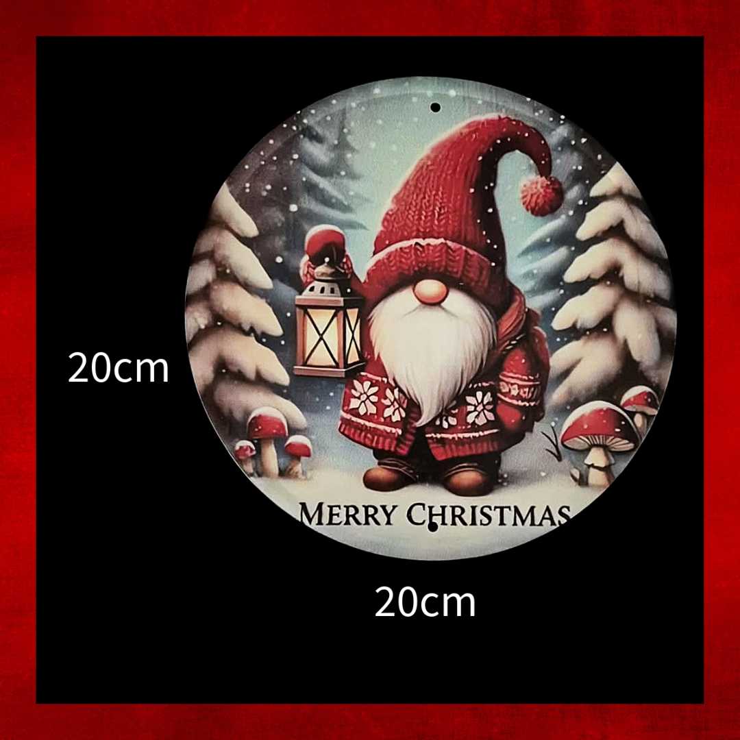 Gnome Christmas Winter Merry Christmas Metal Wall Plaque Sign For Home Garden Seasonal Holiday Décor Decorations