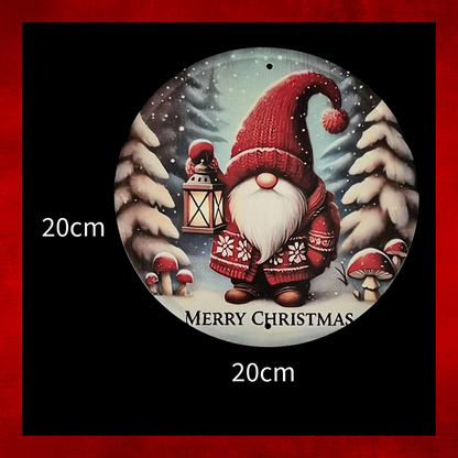 Gnome Christmas Winter Merry Christmas Metal Wall Plaque Sign For Home Garden Seasonal Holiday Décor Decorations