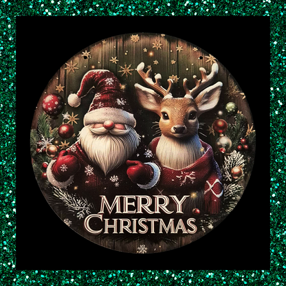 Santa Father Christmas And Reindeer Christmas Winter Merry Christmas Wooden Wall Plaque Sign For Home Garden Seasonal Holiday Décor