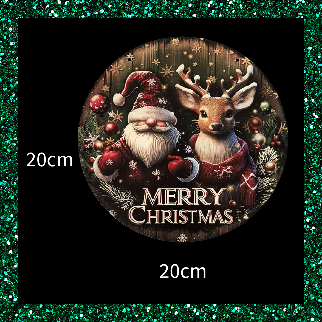 Santa Father Christmas And Reindeer Christmas Winter Merry Christmas Wooden Wall Plaque Sign For Home Garden Seasonal Holiday Décor