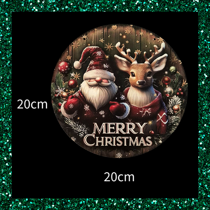 Santa Father Christmas And Reindeer Christmas Winter Merry Christmas Wooden Wall Plaque Sign For Home Garden Seasonal Holiday Décor