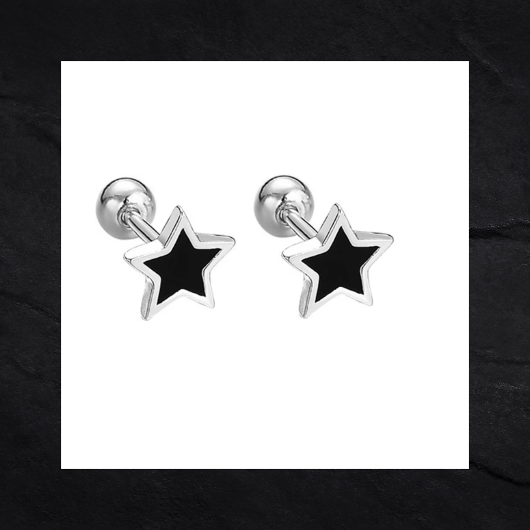 Black Star Earring Studs