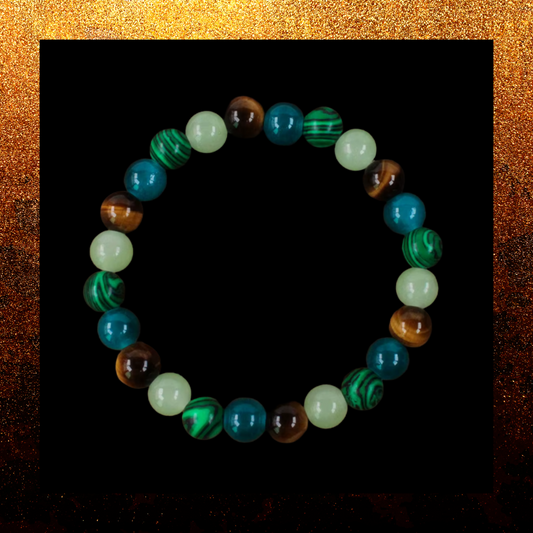 Tigers eye Green Malecite And Fluorite Gemstone bead bracelet