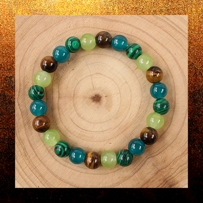 Tigers eye Green Malecite And Fluorite Gemstone bead bracelet