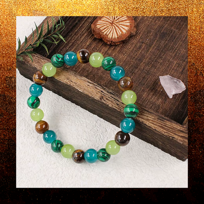Tigers eye Green Malecite And Fluorite Gemstone bead bracelet
