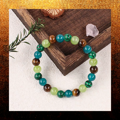 Tigers eye Green Malecite And Fluorite Gemstone bead bracelet