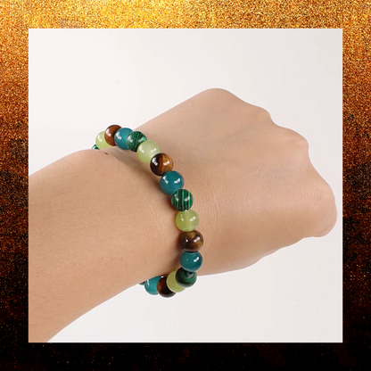 Tigers eye Green Malecite And Fluorite Gemstone bead bracelet