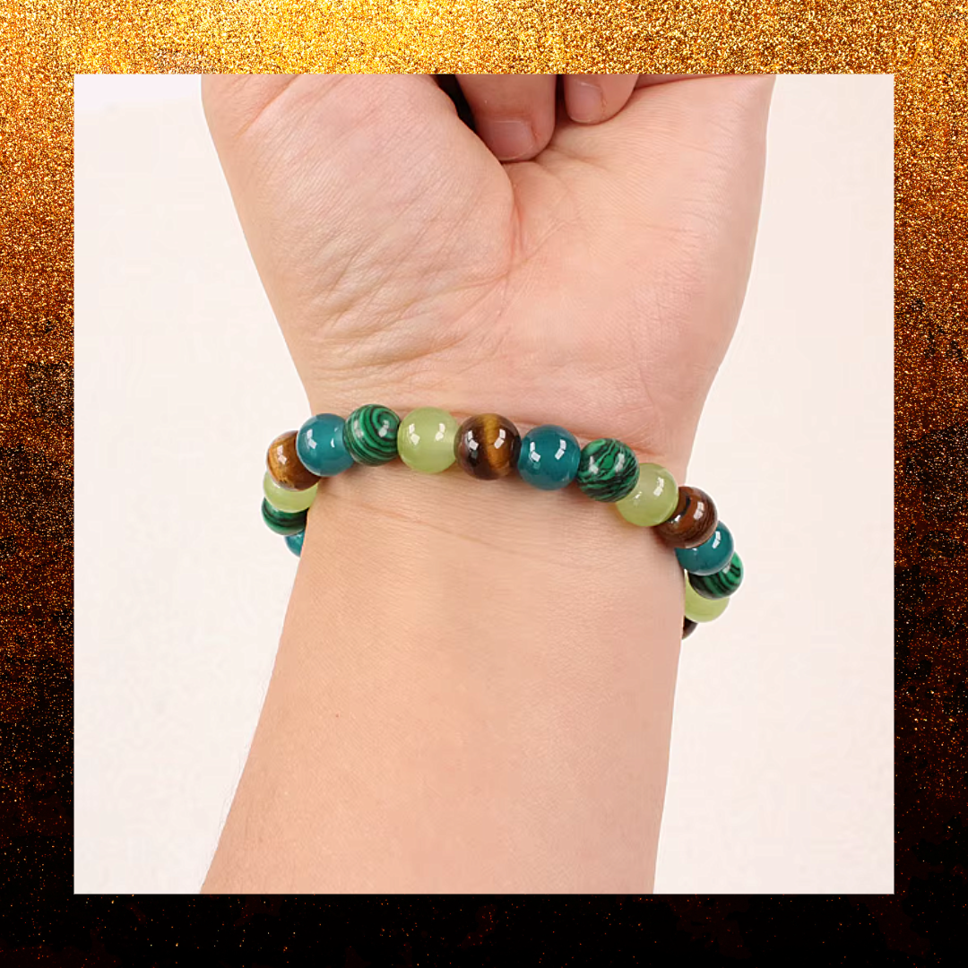 Tigers eye Green Malecite And Fluorite Gemstone bead bracelet