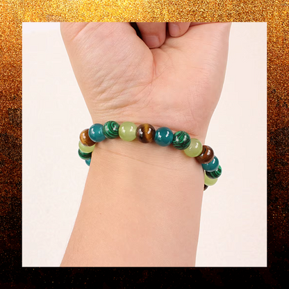 Tigers eye Green Malecite And Fluorite Gemstone bead bracelet