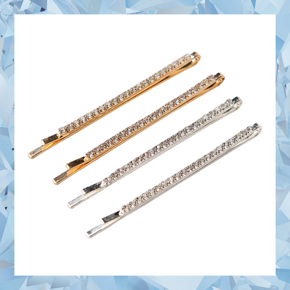 Crystal rhinestone silver gold bridal party hair updo hair slide pins