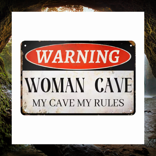 Women's Cave Rules aluminium wall plaque sign