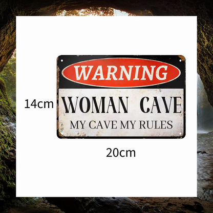 Women's Cave Rules aluminium wall plaque sign