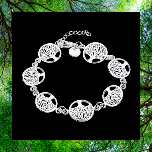 Silver plated tree of life charm bracelet
