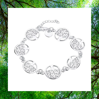 Silver plated tree of life charm bracelet