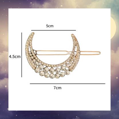 Celestial rhinestone crescent moon hair pin clip